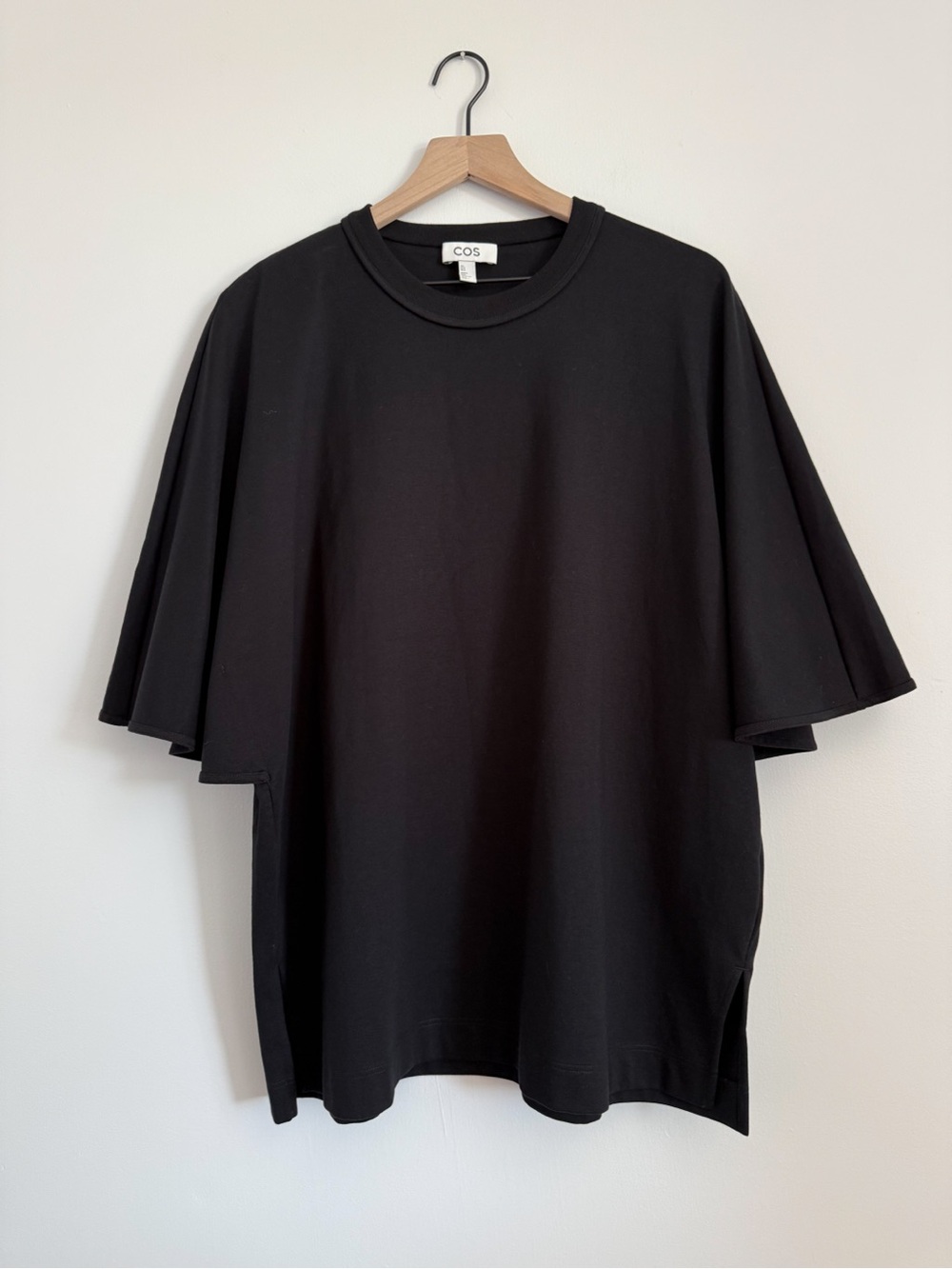 COS Black Oversized Cape Sleeve Boxy Tee Size Large